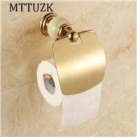 MTTUZK Luxury jade brass gold paper box roll holder toilet gold paper holder with cover tissue box Bathroom Accessories