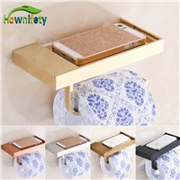 Solid Brass Bathroom Toilet Paper Holder Lavatory Roll Paper Tissue Rack with Phone Holder