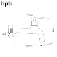 HPB Brass Chrome Bibcock Faucet for Bathroom Washing Machine Tap Garden Faucet Outdoor Bathroom Mixer HP7306