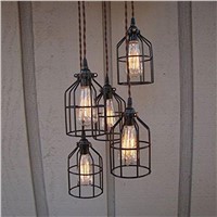 E27 Vintage Abajur  Iron Cage Lighting Metal Hanging Lamp Guard for String Light Lamp Holder Wire Lamp shade