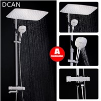 Bathroom Luxury Rain Mixer Shower Combo Set Wall Mounted Rainfall Shower Head System Chrome Exposed Shower faucet Mixer Tap Set