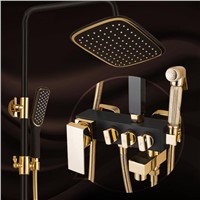 Bathroom Luxury black Golden shower mixer with bidet shower antique gold shower set bathroom Shower faucet Bathtub Faucet Sets