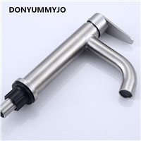 DONYUMMYJO Stylish Elegant Bathroom Basin Faucet  304 Stainless Steel Vessel Sink Water Tap Mixer Nickle Finished