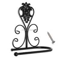 Vintage Iron Toilet Paper Towel Roll Holder Bathroom Wall Mount Rack Black #S018Y# High Quality