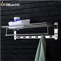 DiKon Solid Bathroom Towel Rack Shelf Stainless Steel 60cm Bathroom Accessories Folding Towels Bar Double Layer GJ20 Shelf