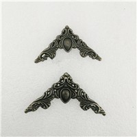 Filigree Triangle Flower Wraps Cabochon,Ancient Bronze Tone Corner,Flatback Metal Embellishments Scrapbooking,40*40mm,4Pcs