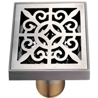 10*10cm Brass Art Carved Flower Bathroom Sanitary square anti-odor floor drain Chrome finish hardware shower Drainer