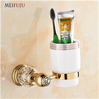 Luxury bathroom cup holder  toothbrush tumbler holder golden toothbrush tumbler holder Wall Mount Bath Product Ceramic cup