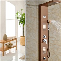 Rose Gold Shower Panels Wall Mounted Ceramic Handshower with Jets Bath &amp;amp;amp; Shower Faucets