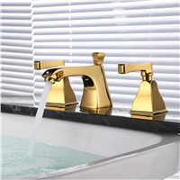 Fashion Bathroom Basin Faucet Deck Mounted bath Mixers Gold laboratory mixer hot and cold widespread three holes sink faucet