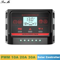 PWM Solar Charge Controller 10A 20A 30A Back Light LCD Display Solar Regulator 12V 24V Auto with 5V Dual USB Output for Lighting