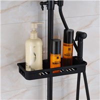 Contemporary Black Bathroom Shower Mixer Faucet with Bidet Head 8&amp;amp;quot; Rain Showerhead and Rotate Tub Spout Faucet