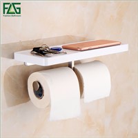 FLG Wall Mounted Toilet Paper Holder with White ABS Shelf &amp;amp;amp; Stainless Steel Double Rolls Paper Holder Bathroom Accessories 1101