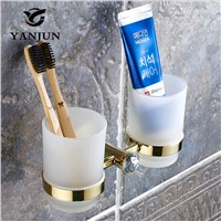 Yanjun Double Crystal Cup Tumbler Holder Zinc Alloy Wall Mounted Toothbrush Cup Holder  Bathroom Accessories Cup Holder  YJ-8265