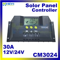 CM3024 Universal solar charge and discharge controller 30A 12V / 24V solar controller LCD adjustable current and voltage display