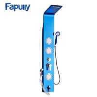Fapully Stainless Steel Rainfall Shower Panel Body Rain Massage System Faucet with Jets Hand Shower Brushed Tap