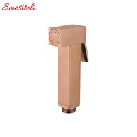 Smesiteli Promotion Portable High Quality Square Style Small Gold Rose Polishing Side Spray Supercharging Toilet Shower Head