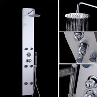 UK Shipping Stainless Steel Straight Shower Panel Moden Complete Shower Panel Unit Squar 6 Hydro Massage Body Jets MODEL:P216