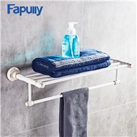 Fapully White Towel Rack Wall Mount Aluminum Bathroom Double Towel Rack Holder Hardware Accessory Bathroom