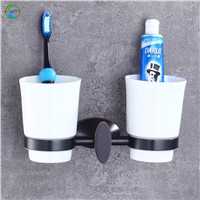 Solid Brass Ceram Dual Double Cup&amp;amp;amp;Cup Holder ORB Oil Rubbed Bronze Ceramic Cup Brass Holder Hook For Kitchen Bathroom