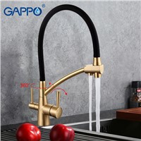 GAPPO 1set black mixer kitchen sink faucets with filtered water purifier taps Brass Mixer drinking water G4398/98-1  torneir
