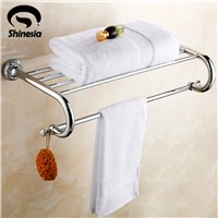 Chrome Polished Solid Brass Carved Bathroom Towel Rack Towel Shelves Bathroom Accessories Wall Mount