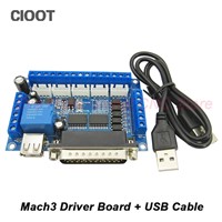 Creative Design 5 Axis CNC Interface Adapter Breakout Board  Mach3 Driver Board + USB Cable For Stepper Motor Milling Machine
