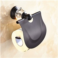AUSWIND European Black Oil Bronze Toilet Paper Holder With Cover Crystal Zinc Alloy Wall Mounted Bathroom Lavatory BL2
