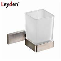 Leyden Square Toothbrush Tumbler Holder Modern Brushed Nickel Stainless Steel Cup Holder with Glass Cups Bathroom Accessories