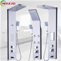 Thermostatic Rain Waterfall Shower Panel Stainless Steel Tower Shower Column Massage System Multifunction Outlet Water Faucet