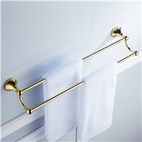 Europe Antique Gold Brass 2 Layer Towel Bar Brief Towel Rack Holder Wall Mounted Bathroom Accessories Set