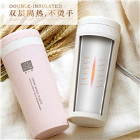 Wheat Fiber Double Layer Cup Creative Portable Hand Cups Green Coffee Drinking Cup with Lid Environmental Protection Water Cup