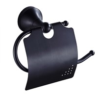 AUSWIND Antique Black Oil Bronze Solid Brass Round Base Toilet Paper Holder With Cover Wall Mount LQ07