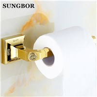 NEW Golden Brass Bathroom Wall Mounted Toilet Paper Holder Roll Tissue Holder/Towel ring BJ-82908