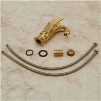 Beautiful Swan Design Basin Faucets Hot &amp;amp;amp; Cold Water Mixer Taps Durable Gold Brass Single Hole Bathroom Faucet torneira 9810