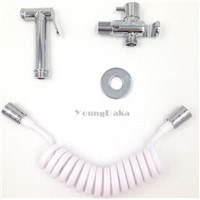 Modern Chrome Finish Toilet Bidet Faucet Bathroom Stainless steel Shower Spray Set with Hose &amp;amp;amp; Holder .Health Cleaning Bidets