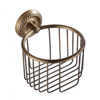 Solid Brass European Bathroom Accessories Wholesale Copper Roll Toilet Paper Holder Antique Basket Complex Tissue Storage Rack