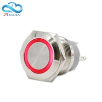 19mm self-locking metal push button switch short of large current 10A ring button 6V12V24V220V red blue green white yellow