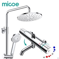 Micoe thermostatic shower faucet suite bathroom copper faucet 38 to 49 degrees shower head adjustable ABS three-function nozzle