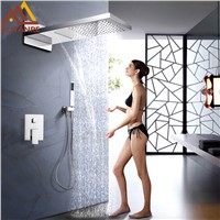 Shower Faucets Wall Mount 3 Function Chrome Bath Shower Faucet Set Waterfall Rainfall Shower Head Handshower Mixer Tap Bath