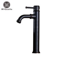 Brass Single Handle Black Basin Faucet Deck Mounted Countertop Bathroom Basin Sink Mixers with Hot and Cold Water
