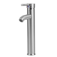 30cm Stainless Steel Tall Silver Bathroom Deck Mounted Vessel Sink Faucet Brushed Chrome Tap Basin Ship from USA