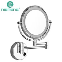 Nieneng Bathroom LED Makeup Mirrors 90-260V Double Side Make Up LED Light Mirror Brightness Copper Toilet Mirror Tool ICD60530