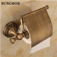 Europe style antique brass paper towel rack bathroom paper holder Base carved toilet paper box toilet accessories ZL-8508F
