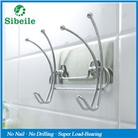SBLE Stainless Steel Wall Mounted Cloth Towel Rack Suction Cup Hook Holder Bathroom Towel Coat Cloth Hat Bag Hanger Hook