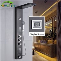 Oil Rubbed Bronze Bathroom Shower Faucet Thermostatic Shower Panel Waterfall and Rainfall Shower Head with Hand Shower
