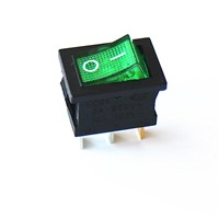 JOYING LIANG KCD1-102N ON/OFF Green with Light Rocker Switch 6A 250V / 10A 125V Small Switch (5pcs/lot)