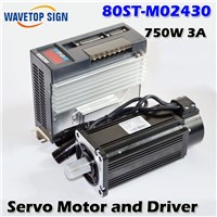AC Servo Motor 3000RPM Single-Phase 80ST-M02430 750W 3A AC Servo Motor + Servo Motor Driver.