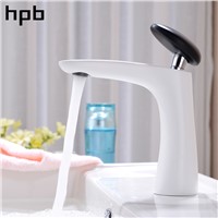 HPB Contemporary Style White Paint Bathroom Faucet Basin Mixer Hot And Cold Water Sink Tap Cobblestone Single Handle HP3054