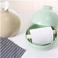 Lovely Cute Design PP Round Ball Shape Towel Box Modern Solid Color Home Living Room Dining Room Tissue Organizer Box